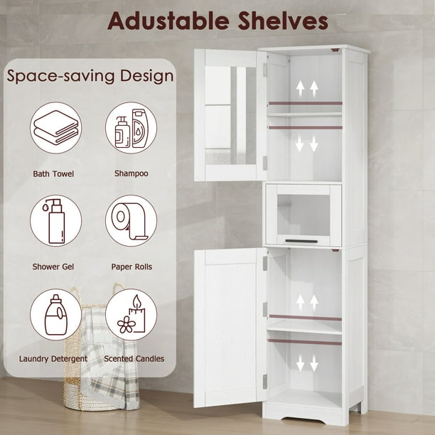 White gloss slimline bathroom storage discount