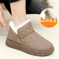 thumbnail image 4 of Snow Boots for Women Trendy Quilted Furry Lined Slip on Booties Comfy Thick Soft Sole Winter Casual Walking Shoes Khaki Size 5.5, 4 of 8