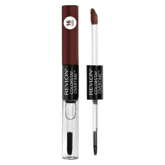 Revlon ColorStay Rouge à Lèvres Overtime, Rouge à Lèvres Liquide Longue Tenue à Double Extrémité avec Brillant à Lèvres Clair, avec Vitamine E Couleur Nude, Sans Pause Café (570), 0,07 oz