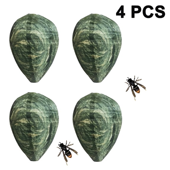 ZULAR 4 Pieces Waterproof Wasp Nest Decoys Hanging Hornet Deterrents Cloth Wasp Nest Non-Toxic Bee Decoy Deterrent for Home and Garden Outdoors