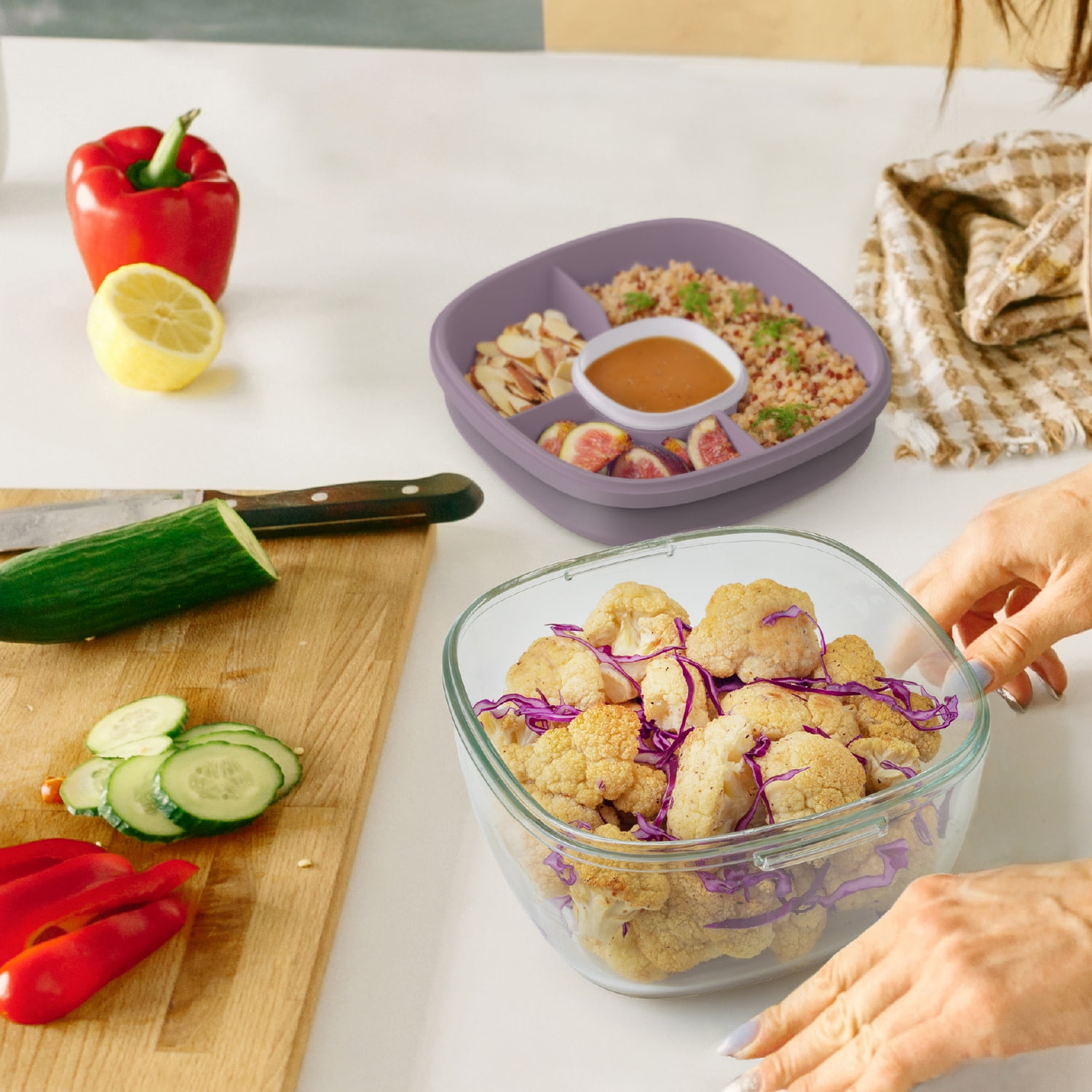 bentgo All-in-One Salad Container 5-Compartment Lavender 61 oz. (BGLASSAL-L)