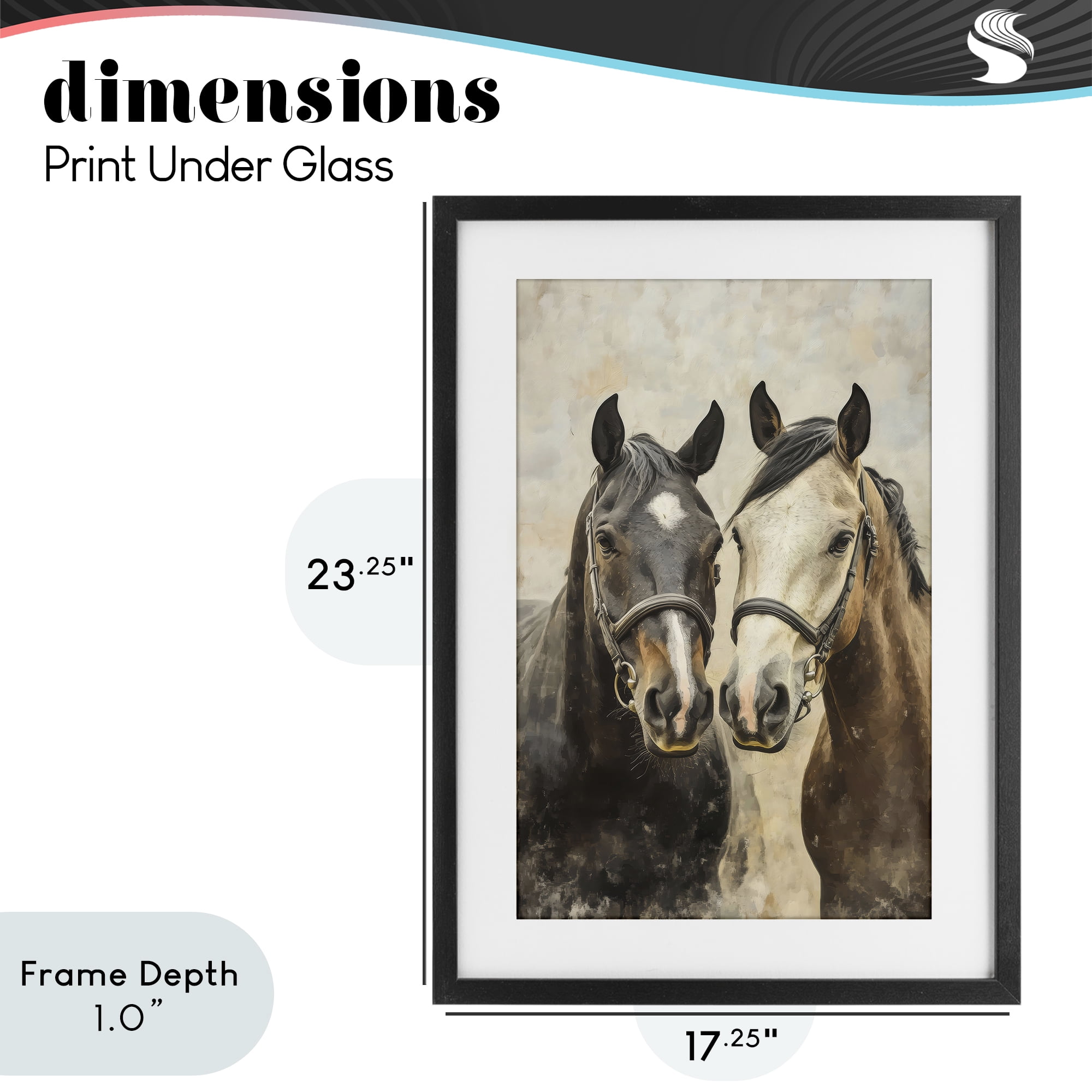 Stupell Industries Pair of Horses in Harmony Black Framed Print Under Glass, design by Creative Studio