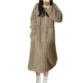 thumbnail image 7 of Aobny Fleece Moo Moo Nightgown Women Flannel Sleep Dresses Long Sleeve Long Yellow Pajama Set for Women,Free Size, 7 of 7