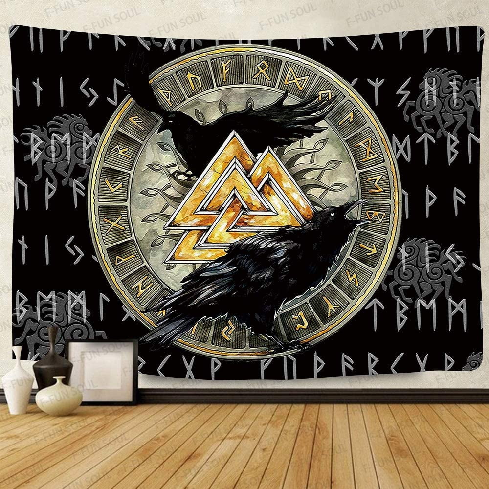 Viking Raven Tapestry, Soft Cotton Mysterious Viking Meditation ...
