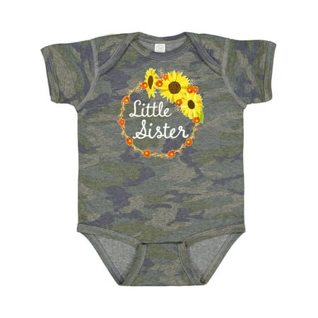 

Inktastic Little Sister Sunflower Wreath Gift Baby Boy or Baby Girl Bodysuit
