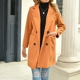 thumbnail image 2 of Fashion Women's Solid Color Lapel Woolen Cloth Leisure Time Long Coat, 2 of 6