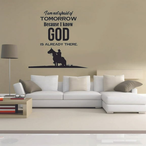 God is Already There Cowboy Cowgirl Quote Country Life Quotes Wall Sticker Art Decal for Girls Boys Room Bedroom Garage House Fun Home Decor Stickers Wall Art Vinyl Decoration Size (20x20 inch)