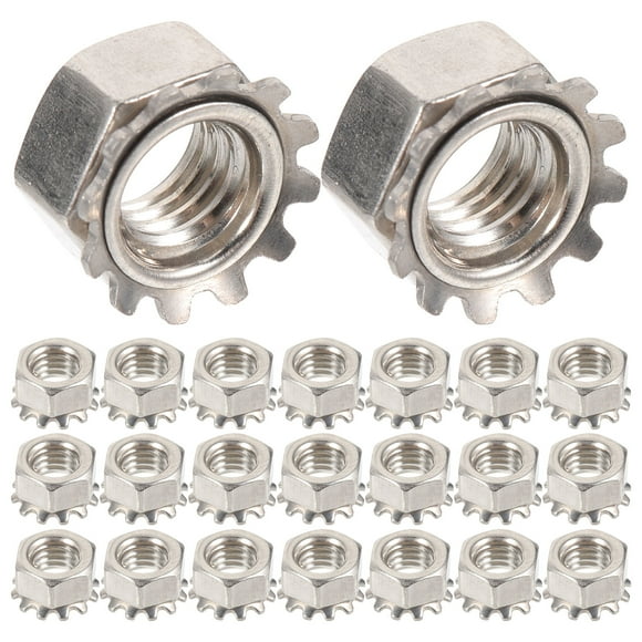 50pcs Nut With External Tooth Washer Fastening Nut Hexagonal Lock Nut Fastener