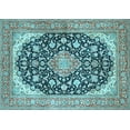 thumbnail image 1 of Ahgly Company Indoor Rectangle Medallion Light Blue Traditional Area Rugs, 7' x 9', 1 of 4