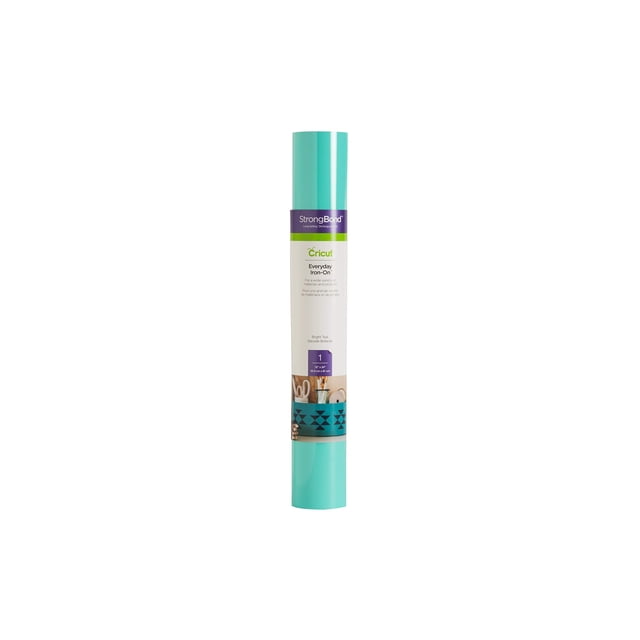 Rollo Iron On Vinyl Cricut Everyday, color verde azulado brillante de 2 pies (60 x 60 cm)