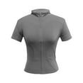 thumbnail image 4 of MIASHUI Womens&nbsp;Fitness Jacket Slim Fit Short Sleeve Sports Top Yoga Jacket For Workout Casual Wear Grey,S, 4 of 4