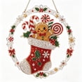 thumbnail image 2 of Liamobondopolis Christmas Pearl Art Kit, 3D DIY Gingerbread Man in Stocking Design with Sparkling Pearls and Rhinestones for Adults Home Wall Decor, 7.87 Inches, 2 of 5