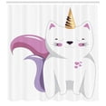 thumbnail image 3 of Ambesonne Unicorn Cat Shower Curtain, Fantasy Character, 69"Wx84"L, Pale Pink Orange Lilac, 3 of 3