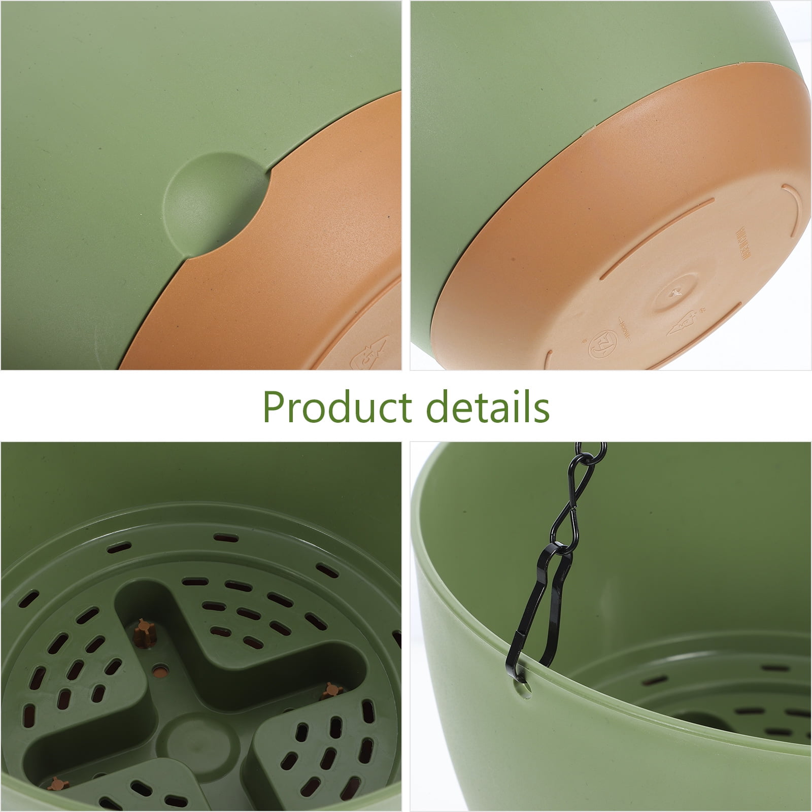 WORGEOUS 4 pcs Hanging Planter Self Watering Basket with Chain Hook Round Hanging Flower Pot Deep Container Box for Plants Decoration Green