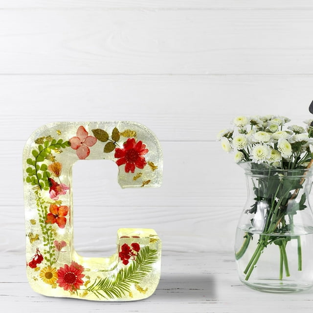 Hyknon Night Light Flower Night Light Flower Letter Resin Home Decoration Gift Led Lights Portable Table Bedside Lamp