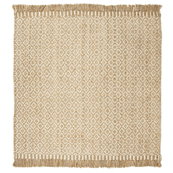 SAFAVIEH Natural Fiber Johanna Geometric Area Rug, Natural/Ivory, 7' x 7' Square