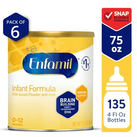 Enfamil Powder Baby Formula, Milk-based Baby Formula with Iron, Omega-3 DHA & Choline, 75 Oz Can