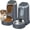 Charcoal gray(3.8L*2), variant on Portable Automatic Cat Feeder and Water Dispenser with Stainless Steel Bowl Dog Gravity Food Feeder and Waterer for Small Medium Pets Puppy Kitten 1 Gallon x 2 (Cream Yellow)