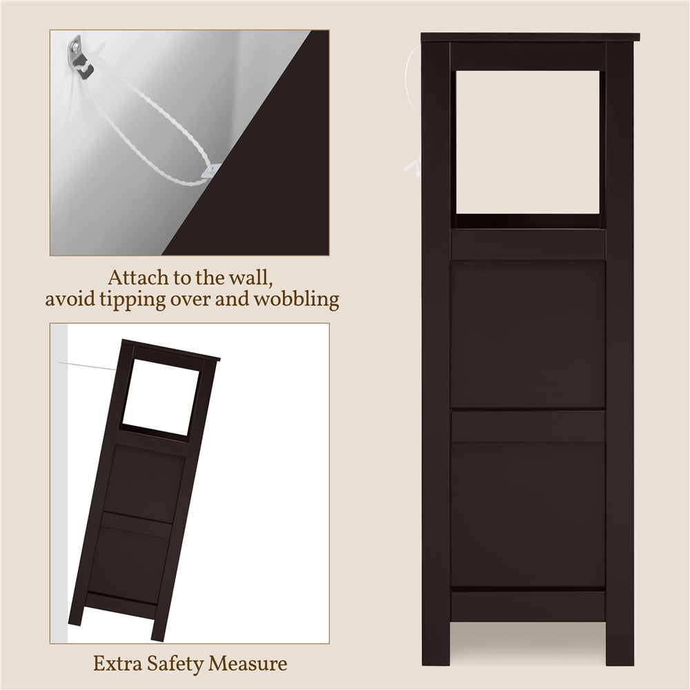 Yaheetech Bathroom Floor Cabinet with 2 Drawers, Free-Standing Side Storage Organizer with 1 Shelf, Wooden Multifunctional Rack Stand, Espresso