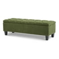 thumbnail image 3 of Storage Ottoman Bench with Green Boucle Surface & Rubber Wood Legs - 300 lbs Capacity, Multi-Function Seating & Hidden Storage for Living Room or Bedroom, 3 of 9