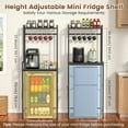 thumbnail image 2 of Mini Fridge Stand with Storage, 2-Tier Kitchen Microwave Stand with Storage Mini Fridge Shelf Height Adjustable Bakers Rack with 8 Hooks for Dorm, Living Room, Offices, Black, 2 of 6