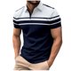thumbnail image 2 of Camisetas Elvqul de Hombre Azul Oscuro Manga Corta Casual Estampa Solapa Botones, 2 of 9