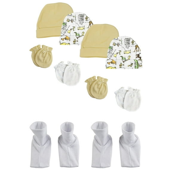 Baby Boy, Baby Girl, Unisex Infant Caps, Booties and Mittens (Pack of 10)