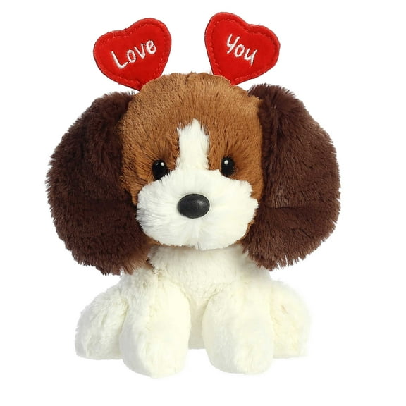Aurora - Small White Love On The Mind - 6" Love You Dog - Heartwarming Stuffed Animal
