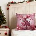 thumbnail image 5 of Horivan 1 Packs Pink Christmas Pillow Cover Santa Claus Printed Plush Cushion Case for Sofa Bed Decor Holiday Home Decoration Gift for Women, 5 of 6