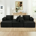 thumbnail image 3 of 132.58" Boneless Couch, Black Modern Sectional Couch for Living Room, Modular U-Shaped 4-Seater Chaise Lounge with Reversible Design, Striped Corduroy Fabric, Freely Configurable Layout, 3 of 8
