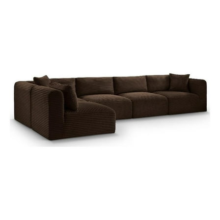 Meridian Furniture 5-Piece Brown Corduroy Performance Fabric Modular Sectional