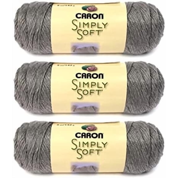 (Pack of 3) Caron Simply Soft Heathers Yarn-Grey Heather