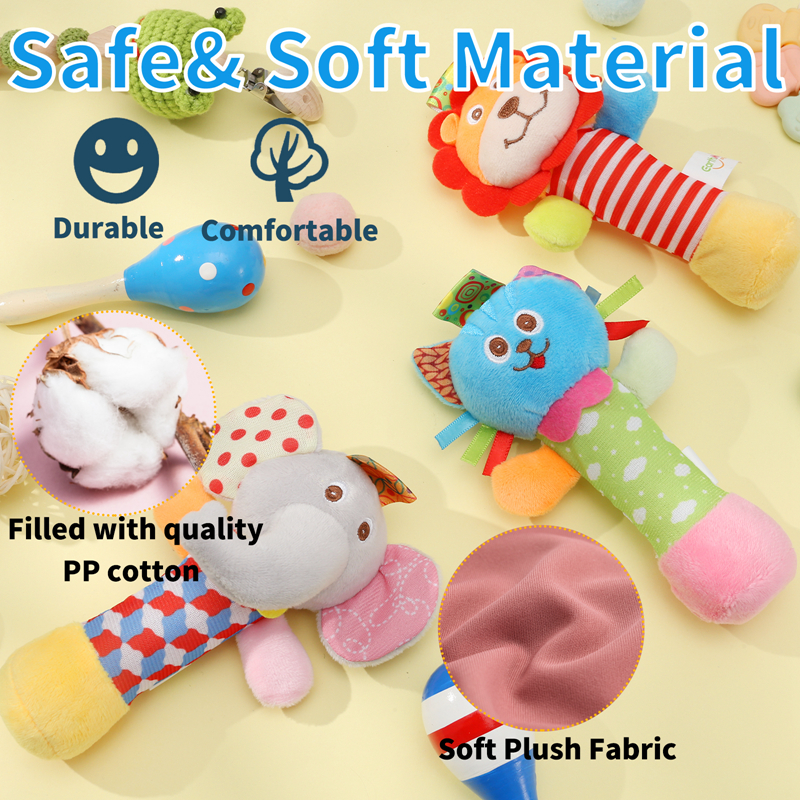 Kaboer 3-Pack Soft Plush Baby Rattle Toys photo 5