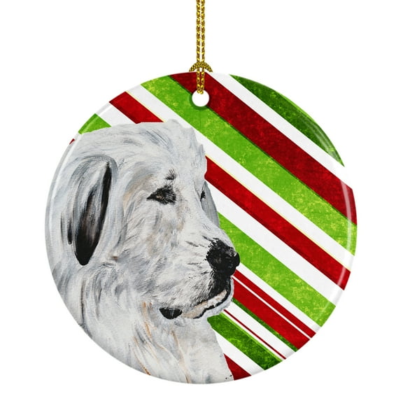 Carolines Treasures SC9810CO1 Great Pyrenees Candy Cane Christmas Ceramic Ornament 3 in multicolor