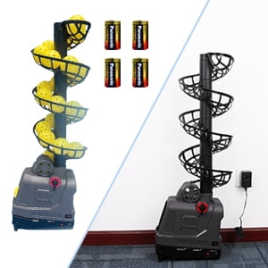 YUEWO Pickleball Machine Tennis Ball Machine Adjustable&Portable Pickleball Launcher with Auto Swing, 3 Angles & 4 Speeds AC/Batteries 26 Pickleballs Capacity