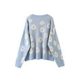 thumbnail image 2 of TheFound Women Button Down Sweater Long Sleeve V Neck Print Loose Knit Cardigan, 2 of 9