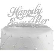 Unik Occasions "Happily Ever After" Acrylic Wedding Cake Topper, Silver Mirror