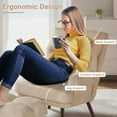 thumbnail image 5 of Vcatnet Accent Chair with Ottoman, Corduroy Armchair with Adjustable Backrest and Side Pocket, Comfy Reading Chair for Living Room, Bedroom, Apartment, Beige, 5 of 8