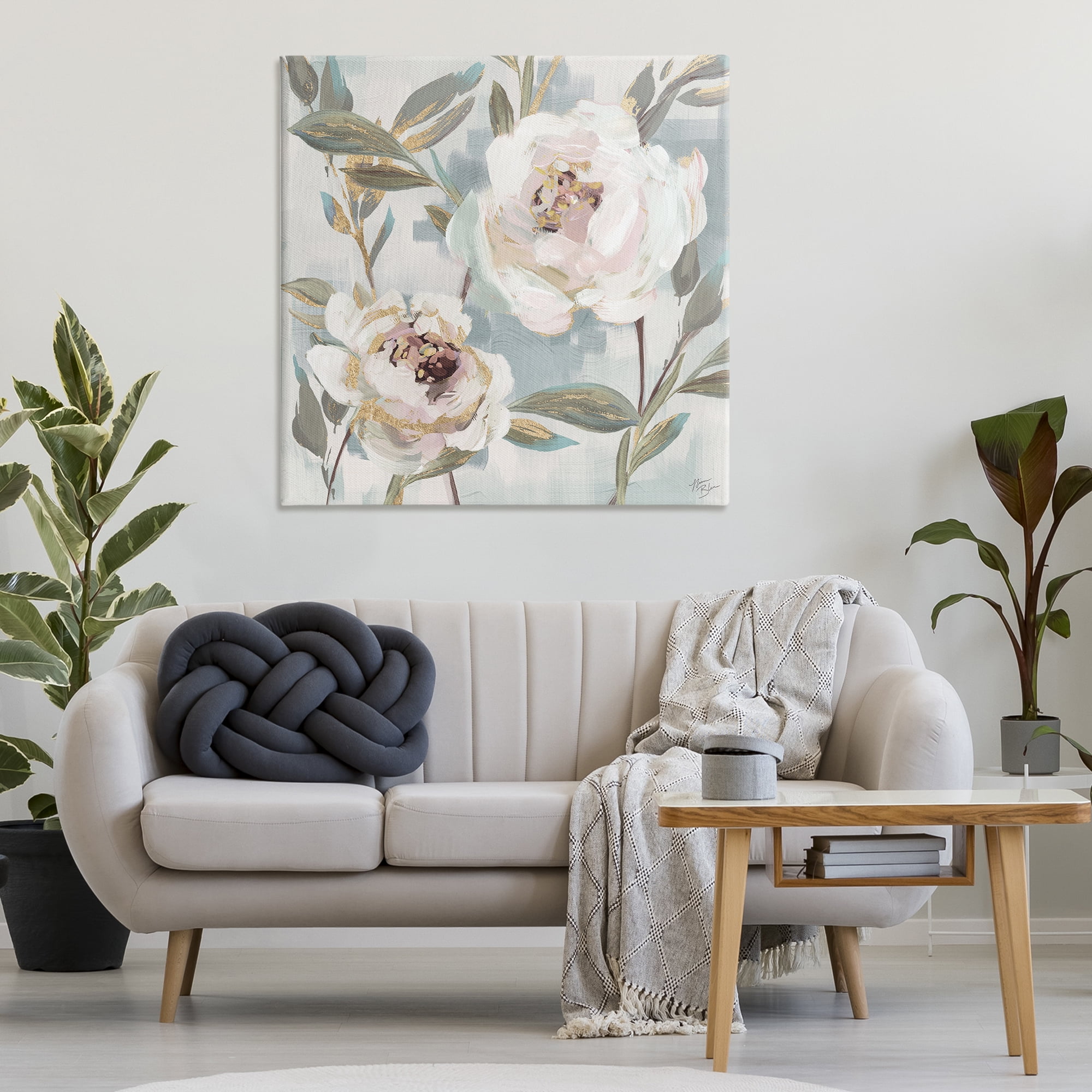Stupell Industries White Peony Duo Plants & Flowers Painting Wrapped Canvas Art Print Wall Art, 36 x 36