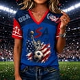 thumbnail image 2 of JULMCOMO Women's Summer Tops 2026 Soccer Cup V Neck American Flag USA Soccer Jersey Short Sleeve Fan Wear Football Graphic Tees Dark Blue M, 2 of 4