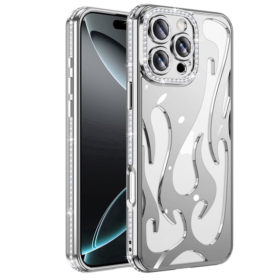 Allytechgroup Magnetic Case for iPhone 16 Plus, Slim Glitter Diamond Rhinestones Heat Dissipation Support Wireless Charging Shockproof Protective Back Cover for iPhone 16 Plus, Silver
