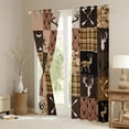 thumbnail image 3 of jejeloiu Safari Animal Deer Black Out Curtains,Rustic Farmhouse Cabin Curtains Pack of 2 (42x63 Each),Brown Geometric Checkered Bedroom Curtains For Boys Teens,Luxury Bedroom Decor, 3 of 6