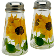 Hand Painted Tapered Sunflowers Salt and Pepper Shaker Set
