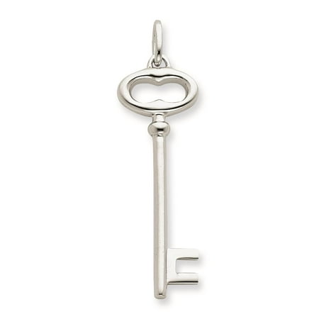 Key Polished Charm Pendant 40mmx12mm 925 Sterling Silver
