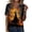 Orange, variant on Womens Halloween Printed T-Shirts Short Sleeve Henly Gothic Elements Graphic T Shirts Fashion Fantasy Dark Notch V Neck Tee Orange L
