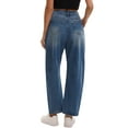 thumbnail image 2 of INSPIRE CHIC Women's Barrel Jeans High Waisted Casual 2025 Wide Leg Baggy Denim Pants S Vintage Blue, 2 of 5
