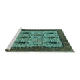 thumbnail image 2 of Ahgly Company Machine Washable Indoor Square Oriental Turquoise Blue Industrial Area Rugs, 8' Square, 2 of 4
