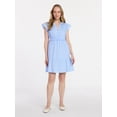 thumbnail image 3 of Time and Tru Women's Cotton Flutter Sleeve Mini Dress, Sizes XS-XXXL, 3 of 6