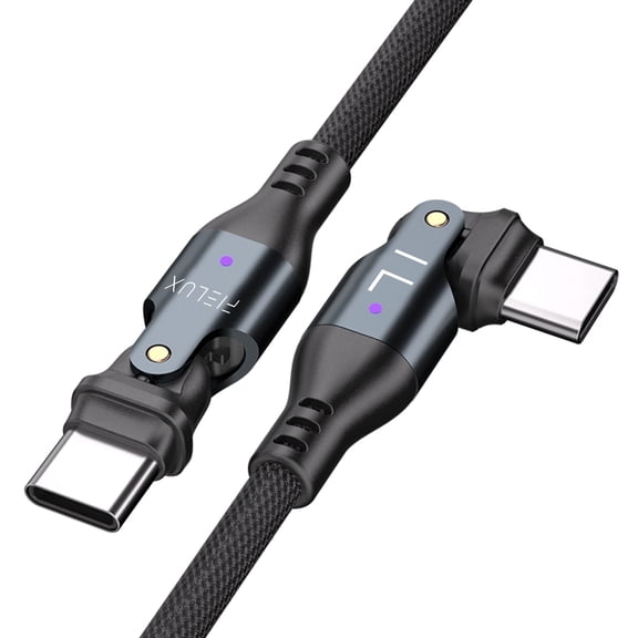 FIELUX 240W USB C to USB C Cable with 180° Rotation, Fast Charging & Data Sync, Black, New (6ft)
