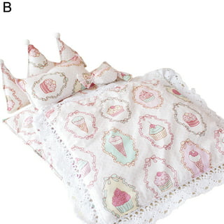 Pink and white designer bed sheets pillow and blankets for 1/6 scale d –  The Doll Tailor